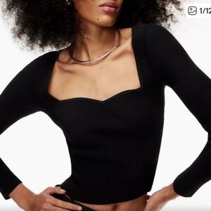 Aritzia Black Ribbed Long Sleeve Top